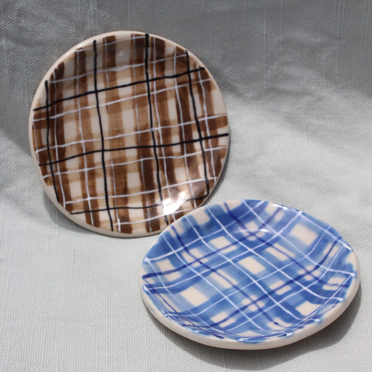 Blue Plaid Ring Dish