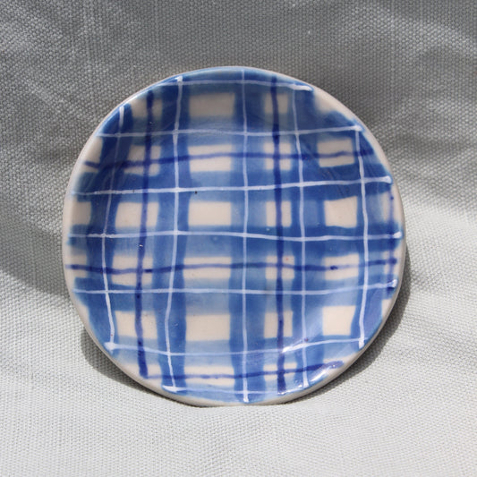 Blue Plaid Ring Dish