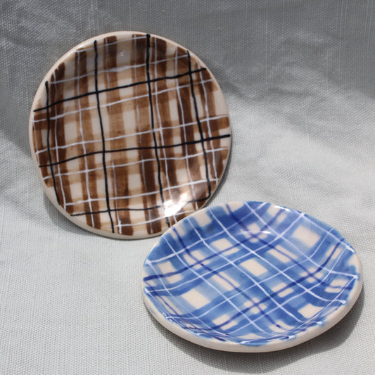 Blue Plaid Ring Dish