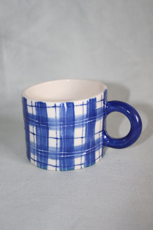 Blue Plaid Mug SECONDS